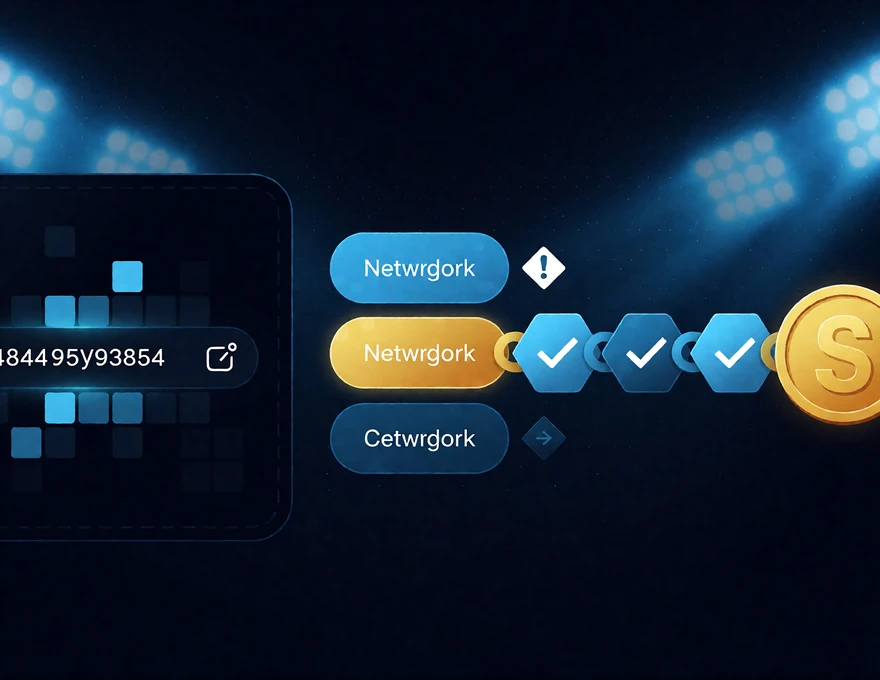 Krypto-Transfer bei Zoccer: Wallet-Adresse kopieren, richtiges Netzwerk ausw&auml;hlen und Best&auml;tigungen der Blockchain abwarten
