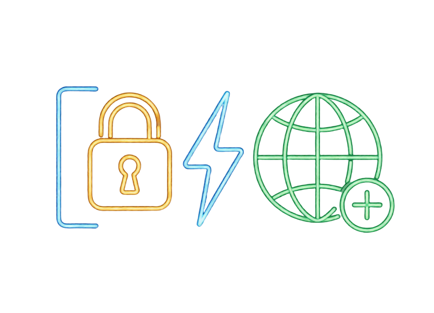 Neon-Symbole aus Vorh&auml;ngeschloss und Globus f&uuml;r SSL-Sicherheit und verantwortungsvolles Spielen bei Zoccer Casino