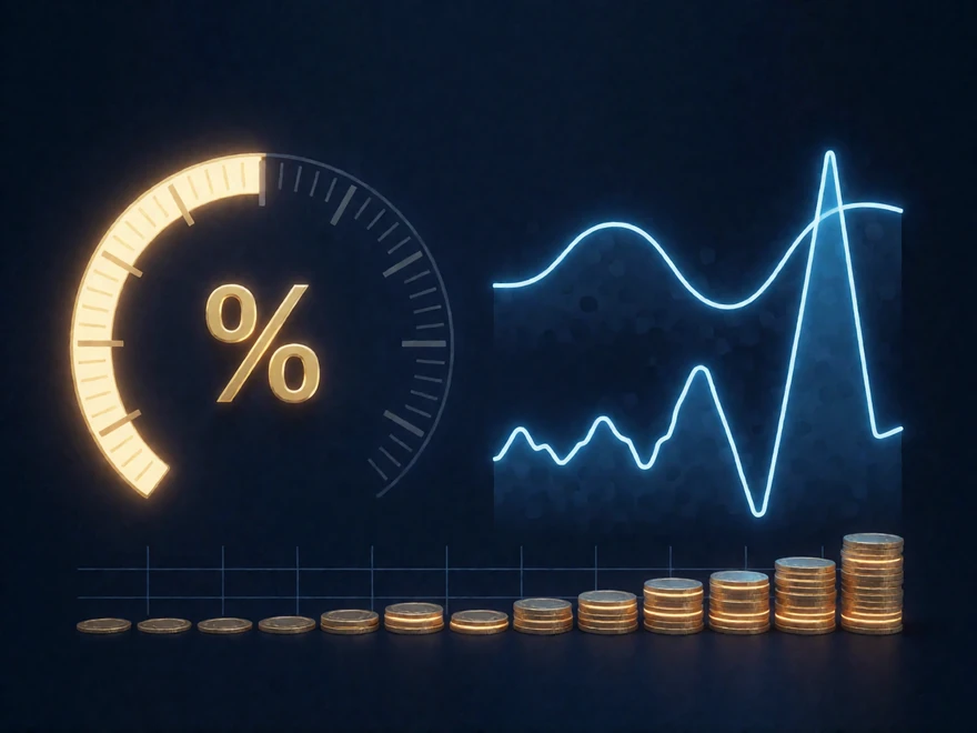 Neon-Grafik mit RTP-Anzeige und zwei Ergebniskurven f&uuml;r niedrige und hohe Volatilit&auml;t bei Online Slots
