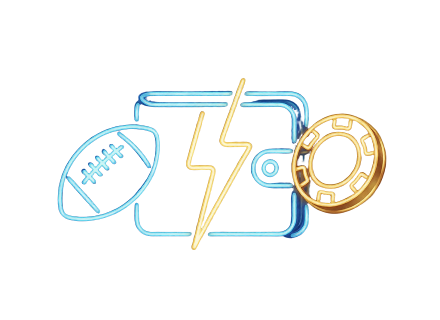 Neon-Illustration eines Wallets mit Fu&szlig;ball und Casino-Chip - ein gemeinsames Guthaben f&uuml;r Sportwetten und Casino
